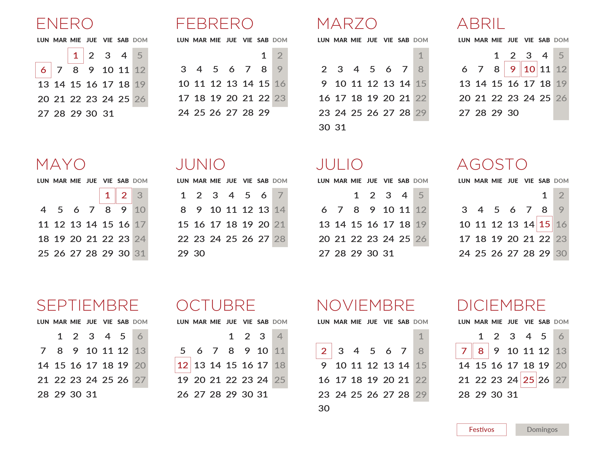 Calendario Laboral 2020